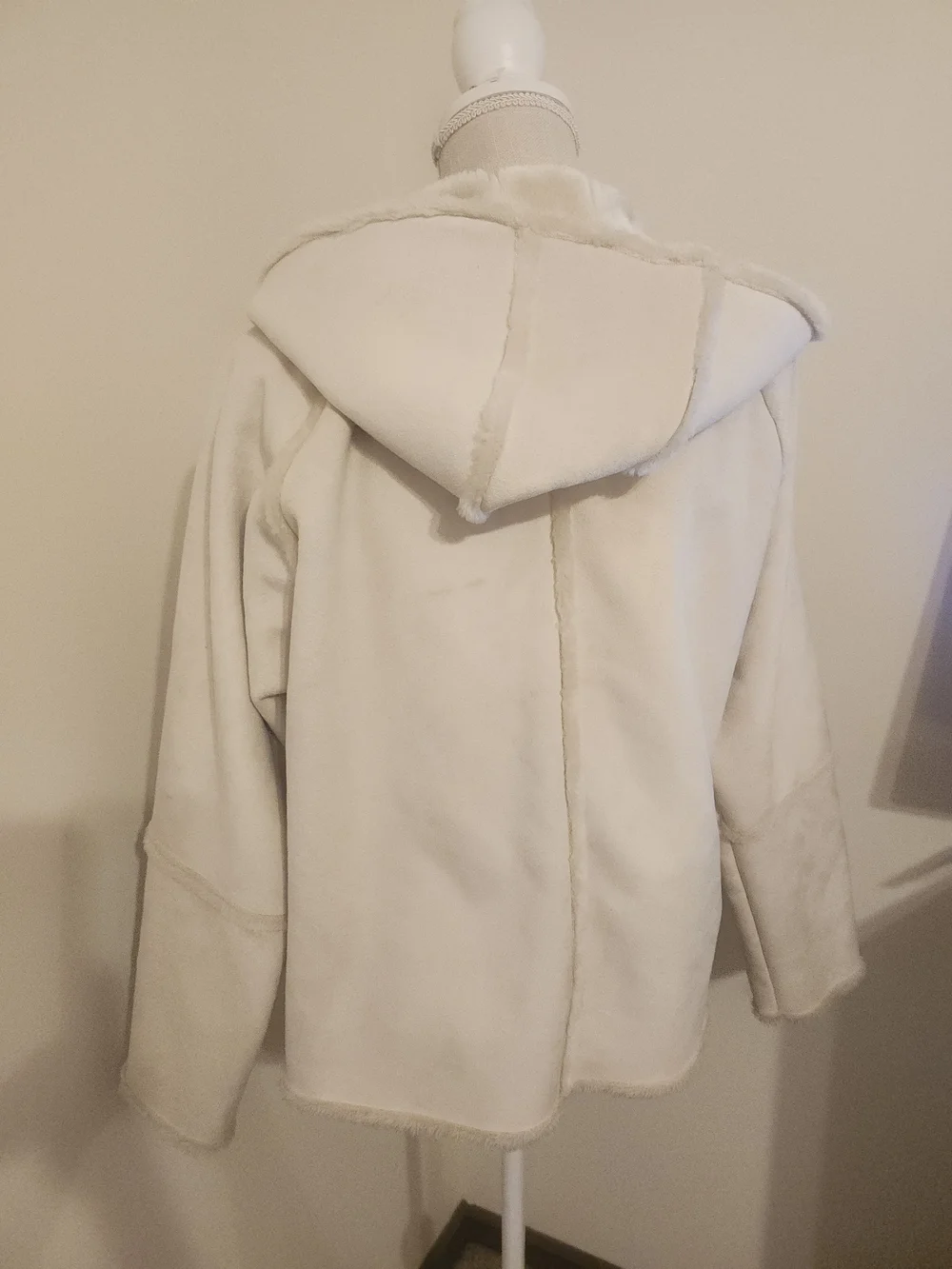 Liz Claiborne Cream Teddy Zip Front Hooded Jacket